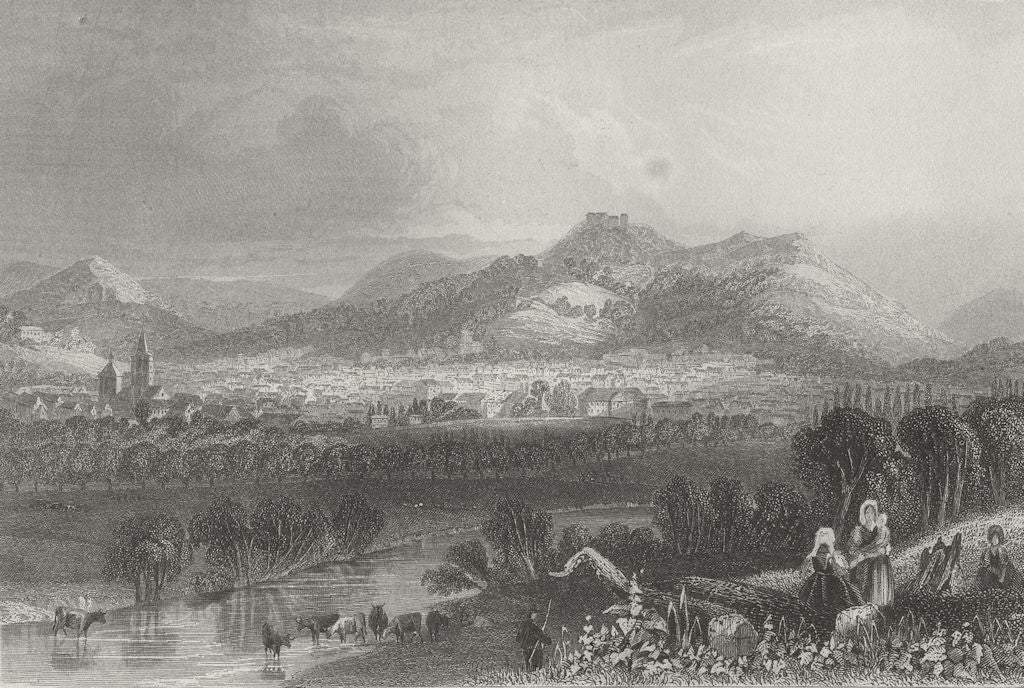 GERMANY. Eisenach. Payne river Buildings Trees 1847 old antique print picture